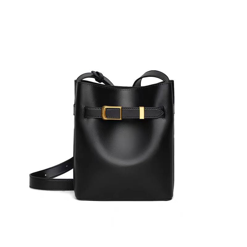 Niche design tote bucket bag women's leather crossbody bag
